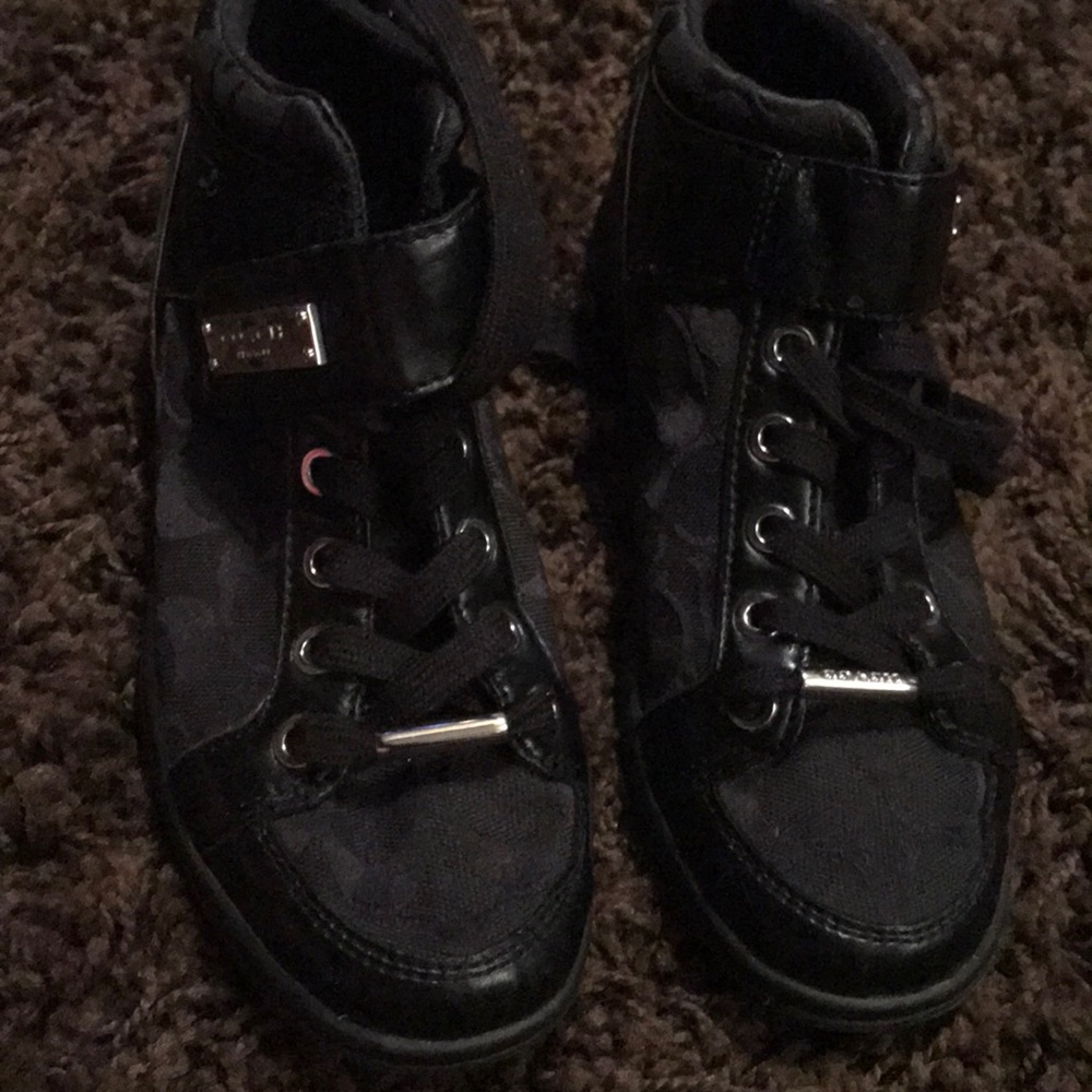 Black Coach high top tennis shoes